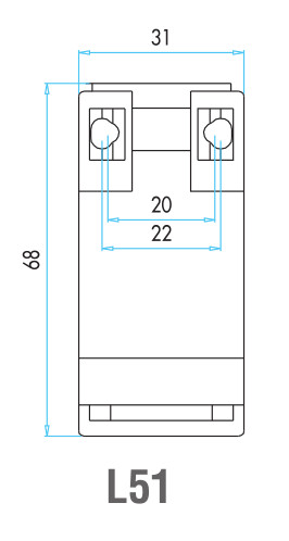 EMAS - Габаритные размеры концевого выключателя серии L51