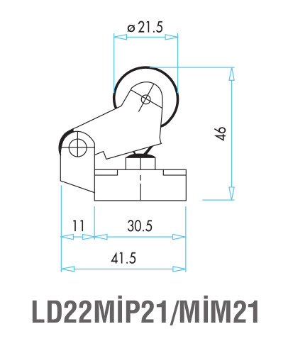 EMAS - Габаритные размеры ролика концевого выключателя L1K23MIM21