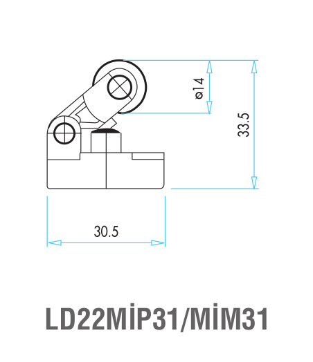EMAS - Габаритные размеры ролика концевого выключателя L2K23MIP31
