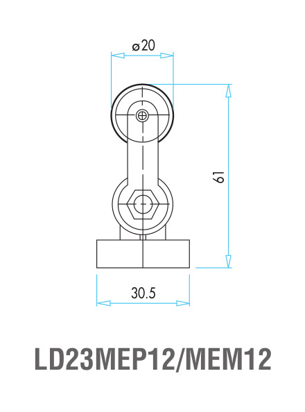 EMAS – Габаритные размеры ролика концевого выключателя L4K16MEP12