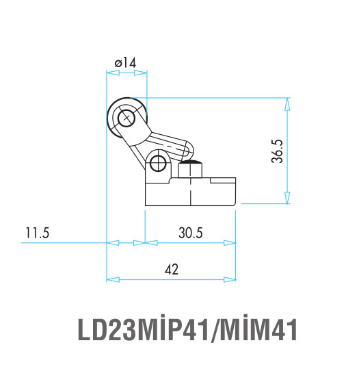 EMAS – Габаритные размеры ролика концевого выключателя L3K13MIP41