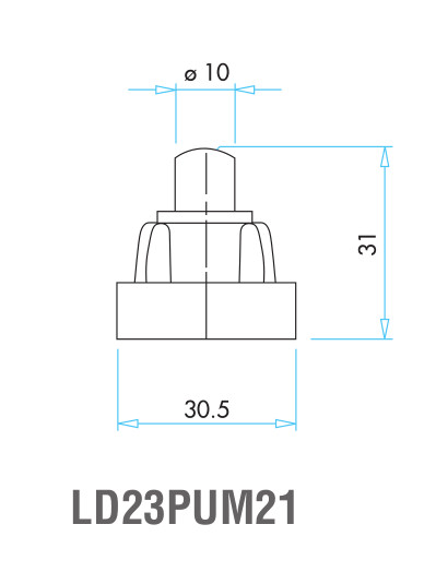 EMAS - Габаритные размеры наконечника концевого выключателя L1K23PUM21