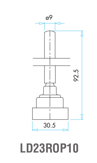 EMAS – Габаритные размеры наконечника концевого выключателя L3K23ROP10