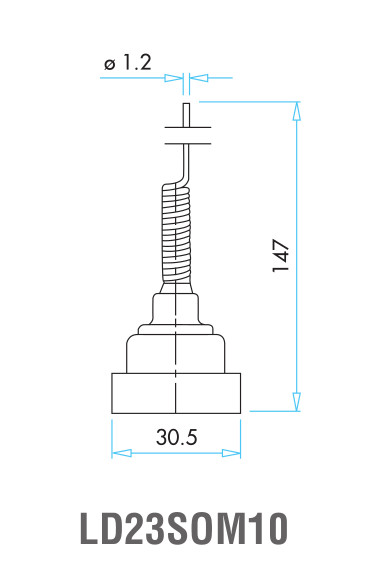 EMAS - Габаритные размеры наконечника концевого выключателя L1K23SOM10