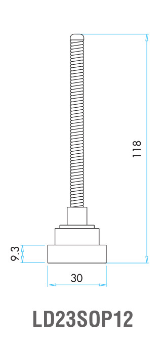 EMAS - Габаритные размеры наконечника концевого выключателя L2K23SOP12