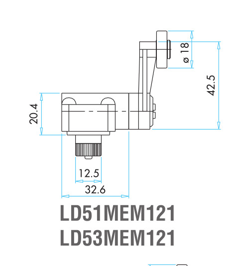 EMAS – Габаритные размеры ролика концевого выключателя L52K13MEM121