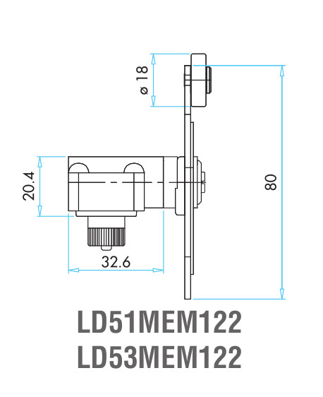 EMAS – Габаритные размеры ролика концевого выключателя L5K23MEM122