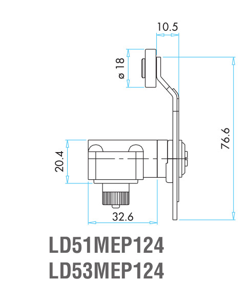 EMAS – Габаритные размеры ролика концевого выключателя L3K23MEP124