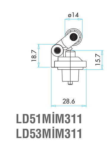 EMAS – Габаритные размеры ролика концевого выключателя L5K23MIM311