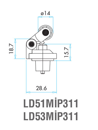 EMAS – Габаритные размеры ролика концевого выключателя L51K23MIP311
