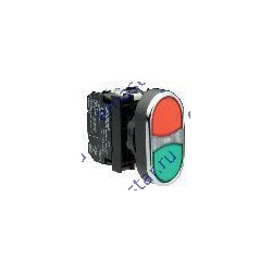 EMAS - Кнопка сдвоенная красно-зеленая с подсветкой неон (1НО+1НЗ)