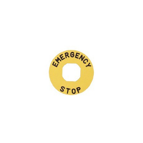 EMAS ► Табличка для аварийной кнопки алюминиевая Ø60 мм. «EMERGENCY STOP» – Артикул: BET60A