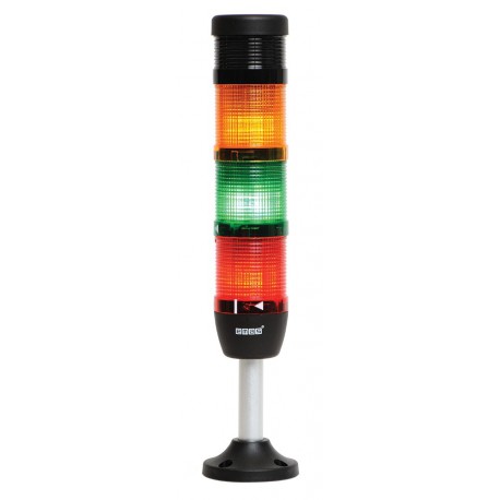 EMAS - Светосигнальная колонна Ø50 мм. Красная, желтая, зеленая, 24В светодиод LED с зуммерм - Артикул: IK53L024ZM03